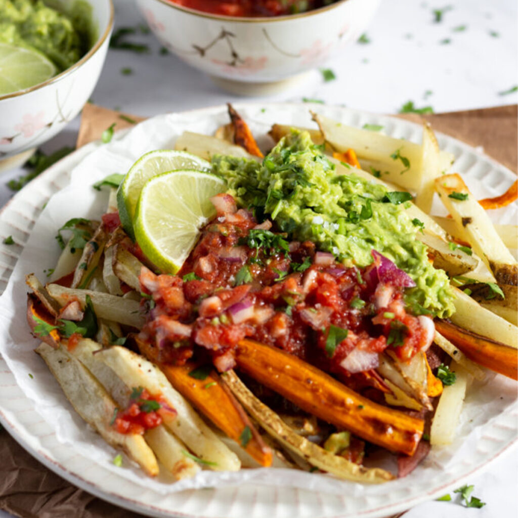 loaded fries recipe vegan gluten free mexican styled
