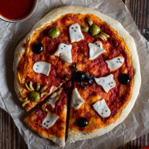 spooky ghost pizza vegan