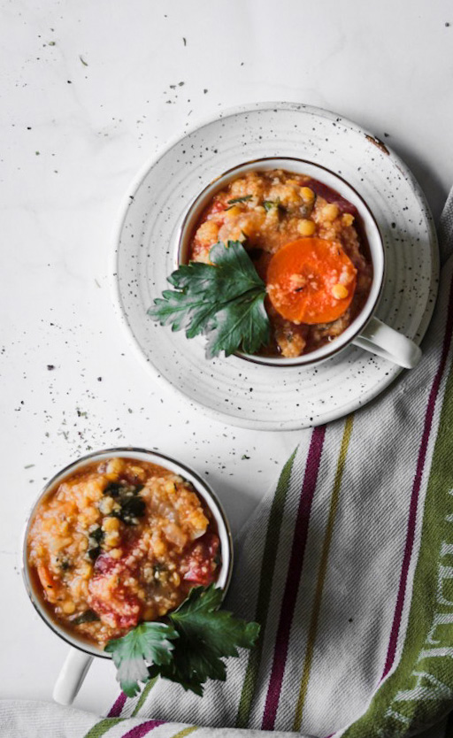 Moroccan Lentil Stew with Couscous (vegan)