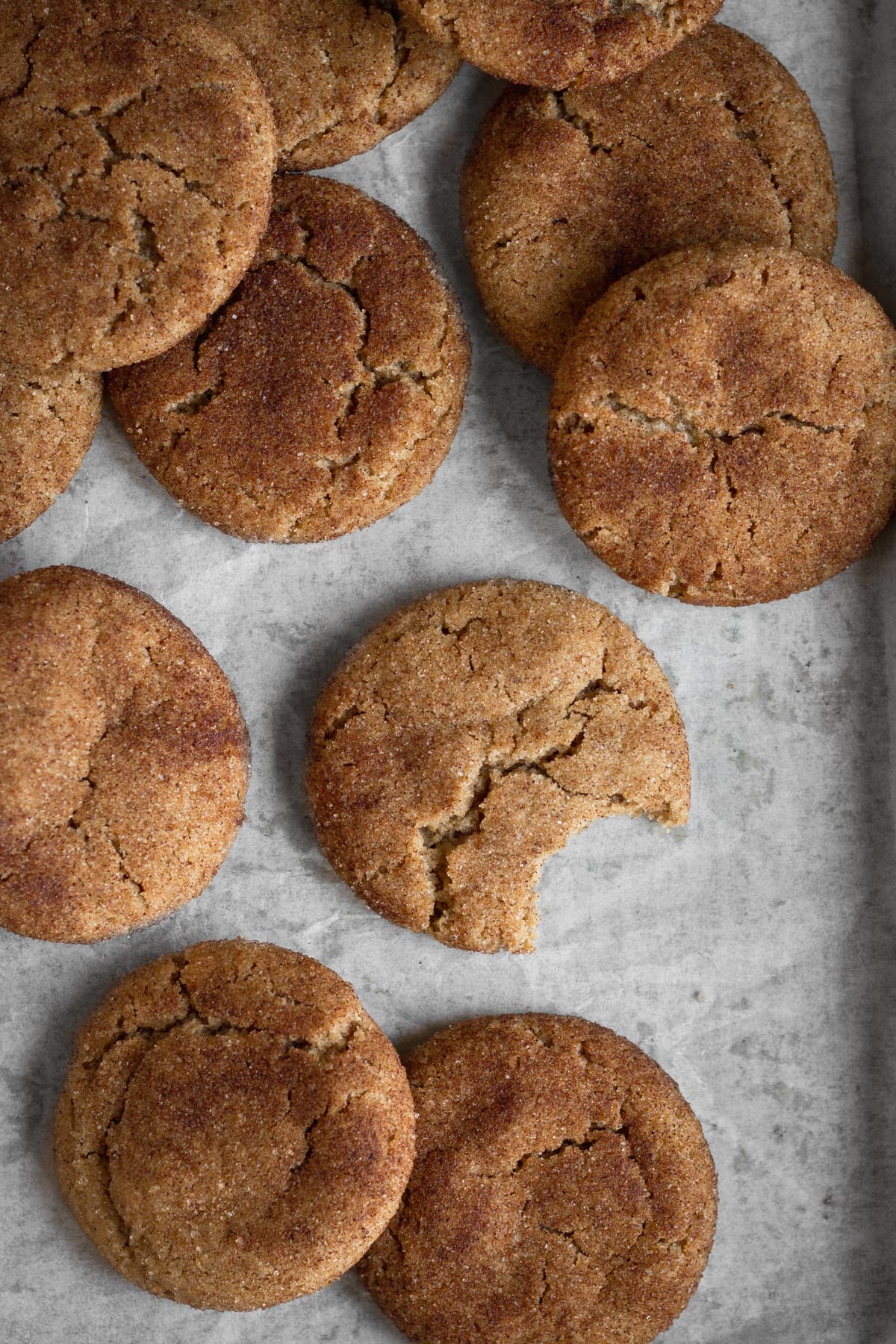 vegan brown butter snickerdoodles from high-angle shot