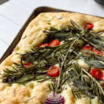 Christmas focaccia decorated with rosemary