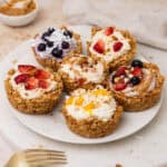Granola Cups with Yogurt in four flavor variations served on a plate